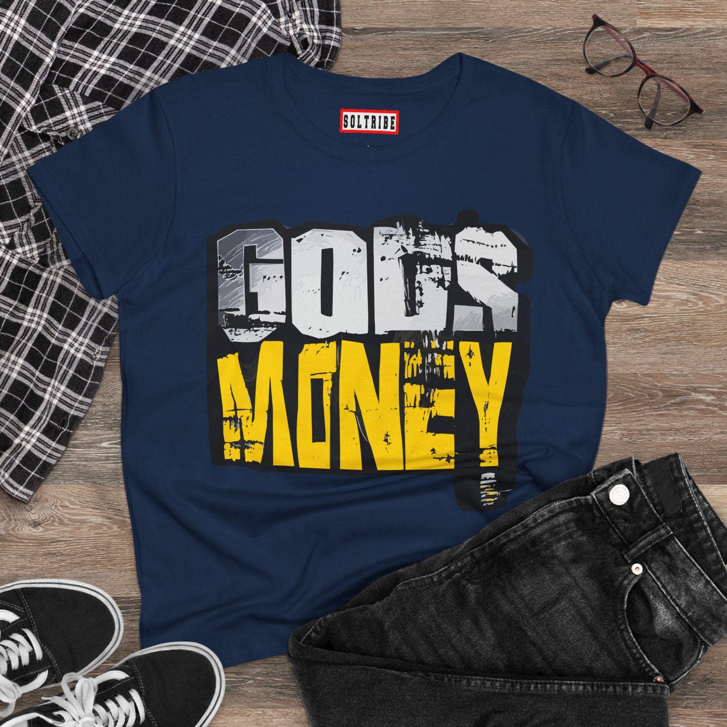 GODS MONEY Women's Tee — Silver & Gold Ancestral Wealth Spiritual Shirt