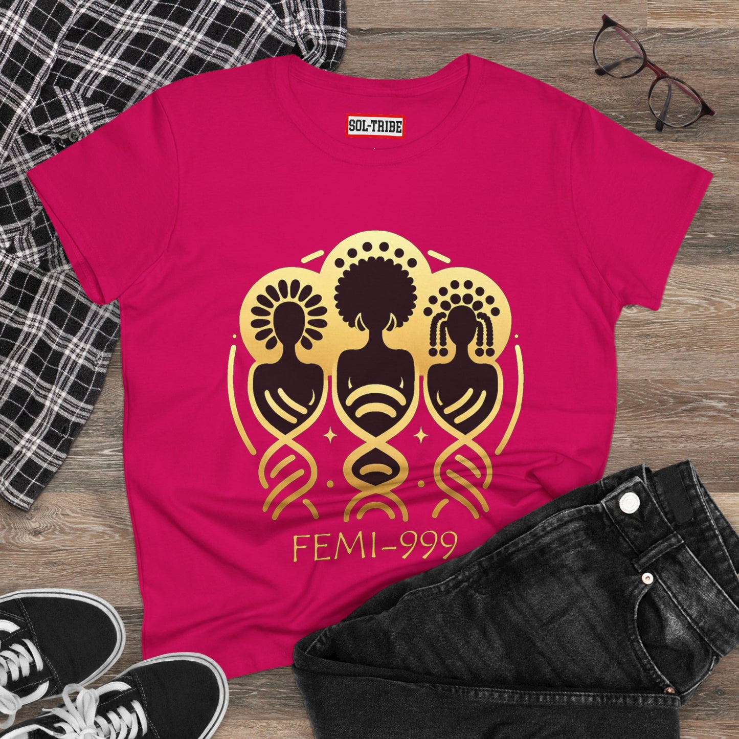 FEMI-9 Women's Graphic Tee - Empowering Design for Everyday Wear