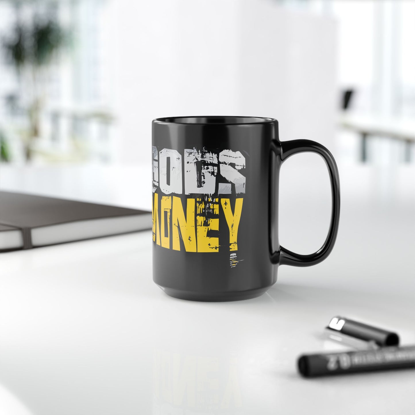 GODS MONEY Black Mug (15oz)