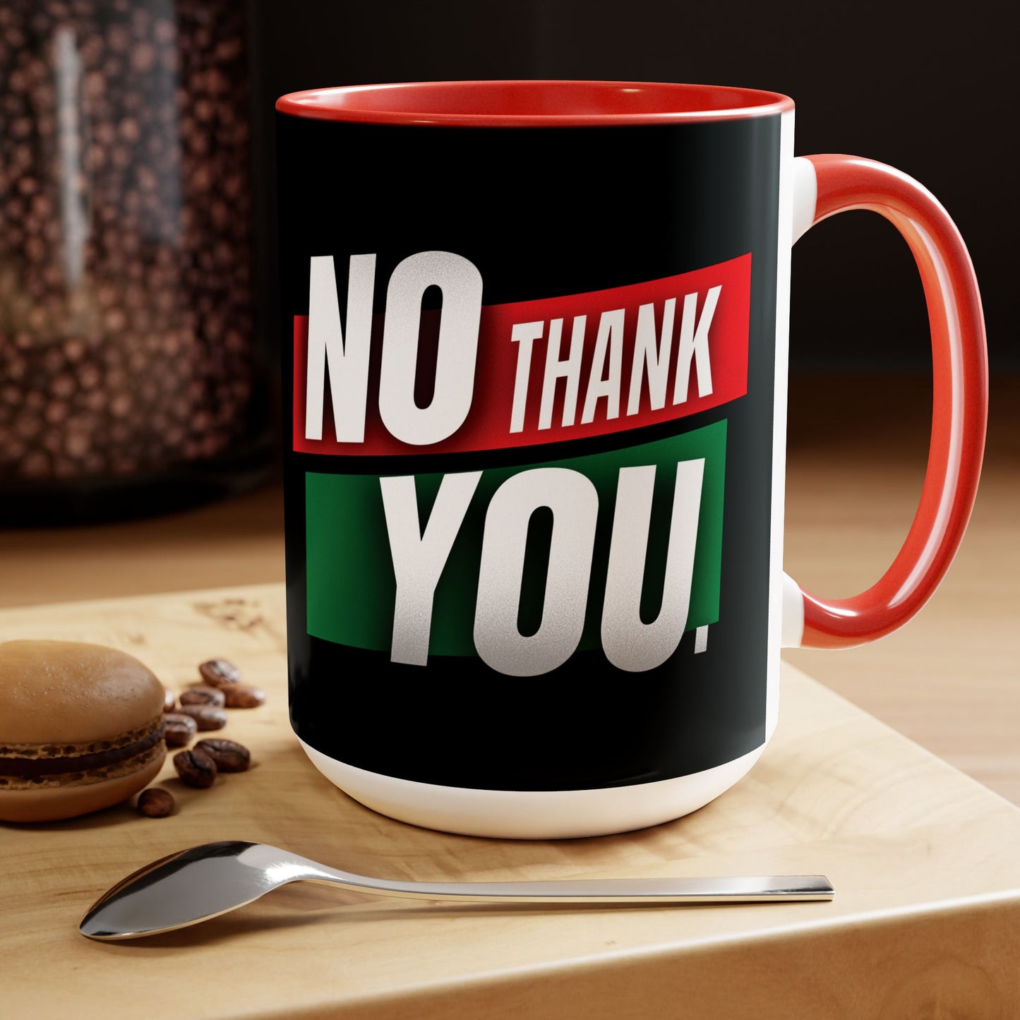 NO THANK YOU Two-Tone Coffee Mugs, 15oz