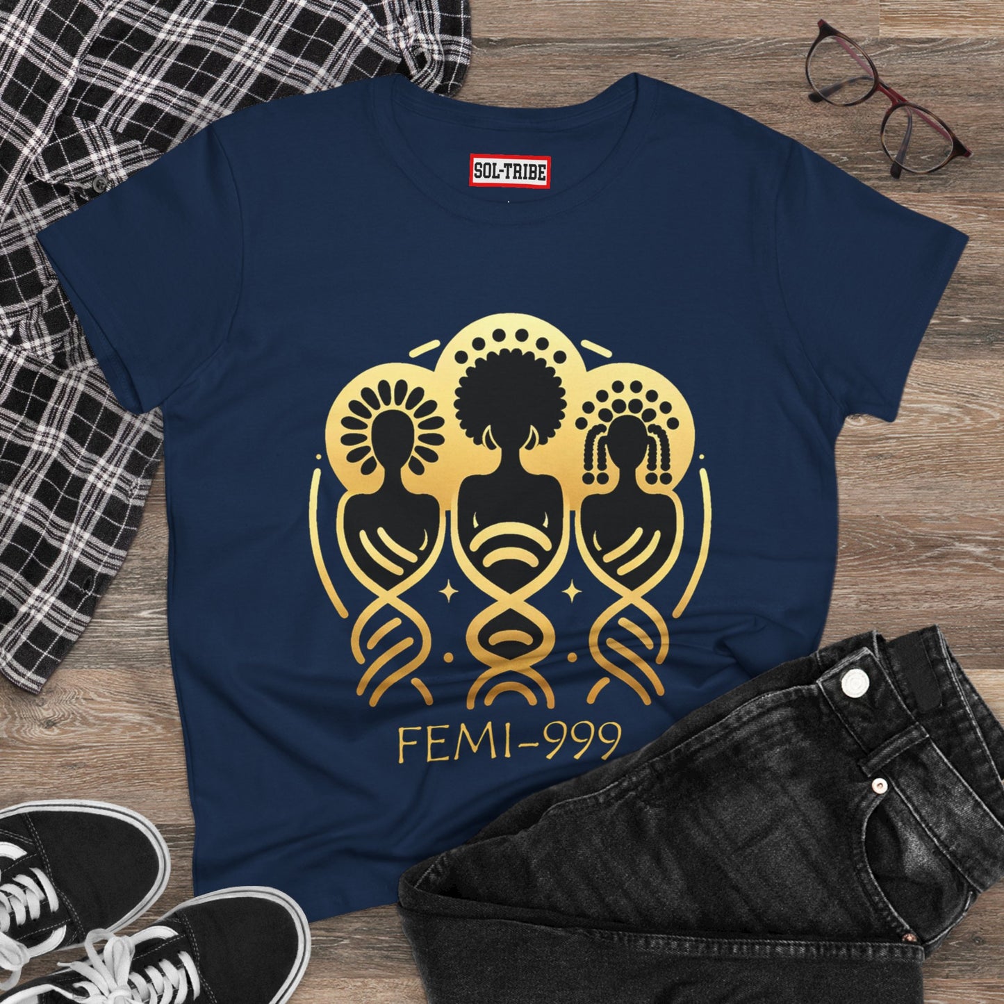 FEMI-9 Women's Graphic Tee - Empowering Design for Everyday Wear