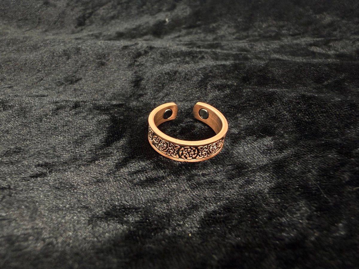 Sacred Bloom Pure Copper Adjustable Magnetic Ring product photograph