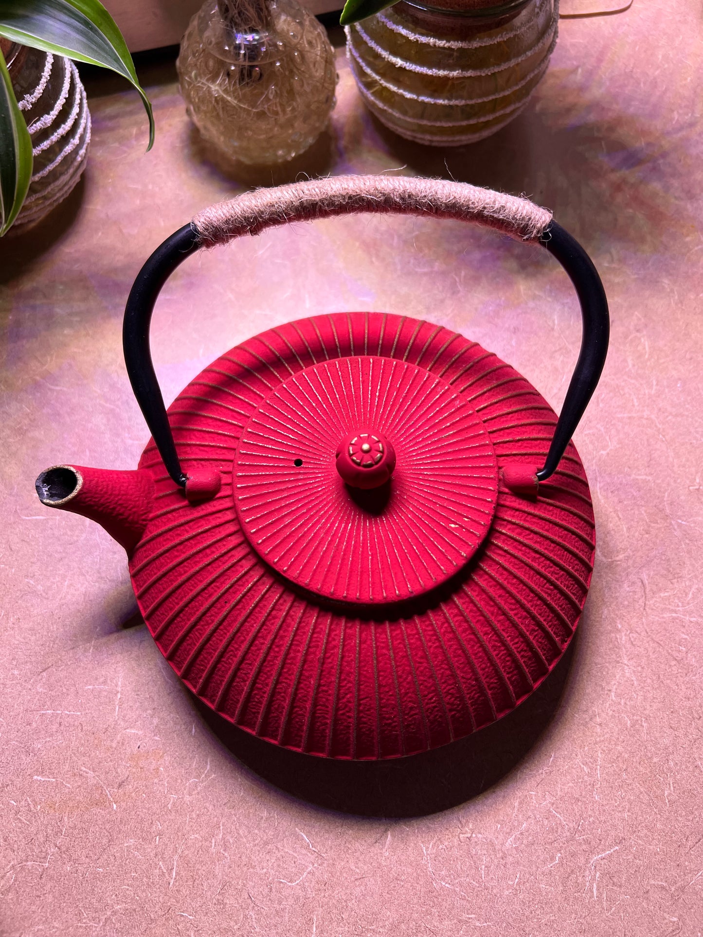 Red Cast Iron Teapot - Free Shipping