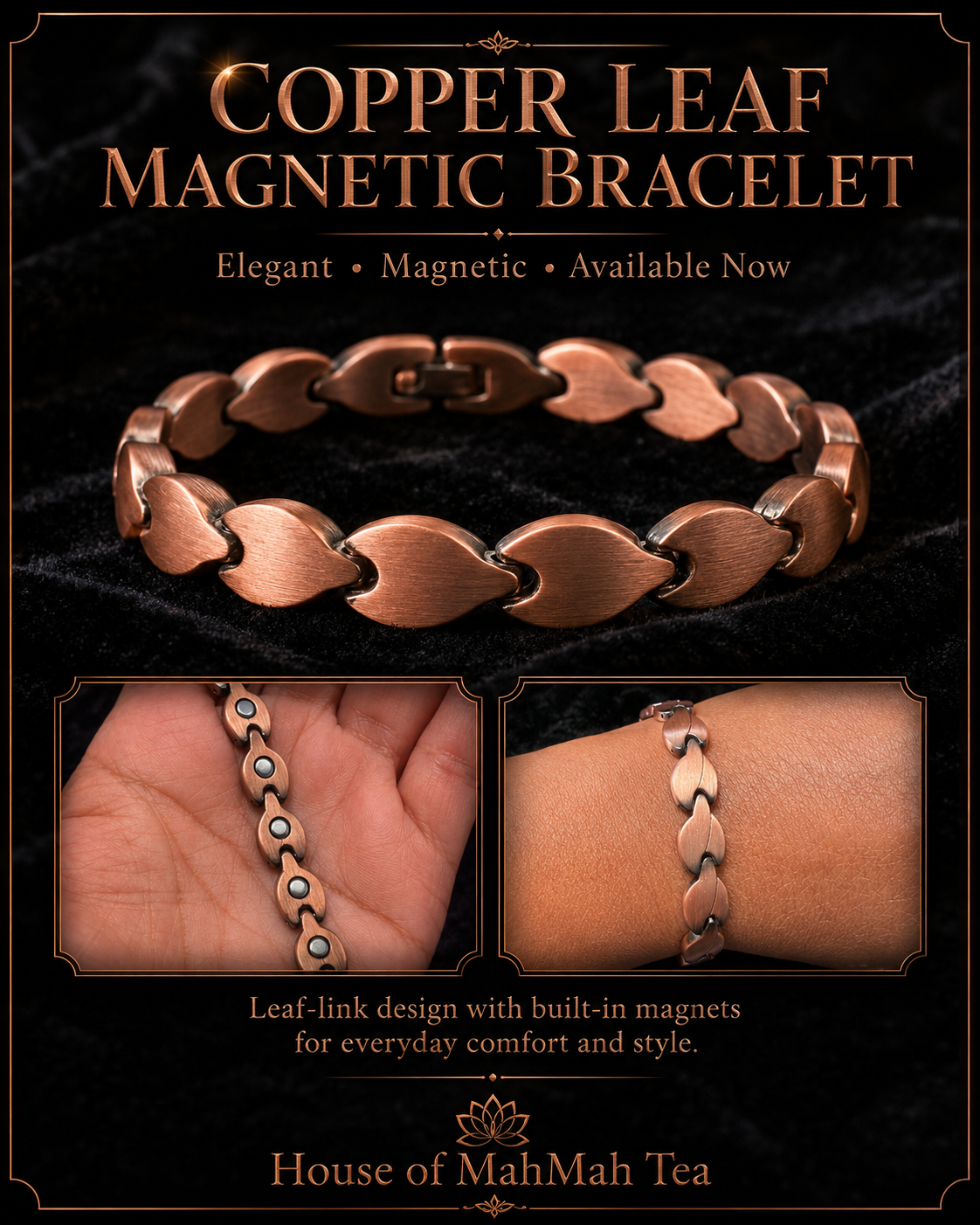 Copper leaf magnetic bracelet