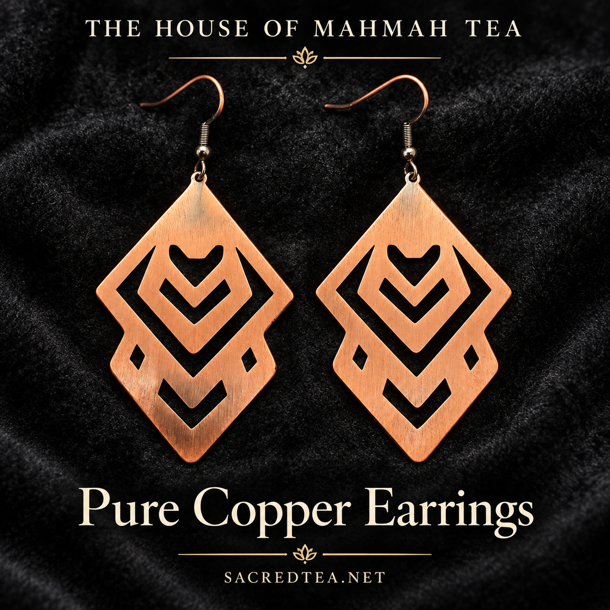 Pure copper geometric drop earrings from The House of MahMah Tea