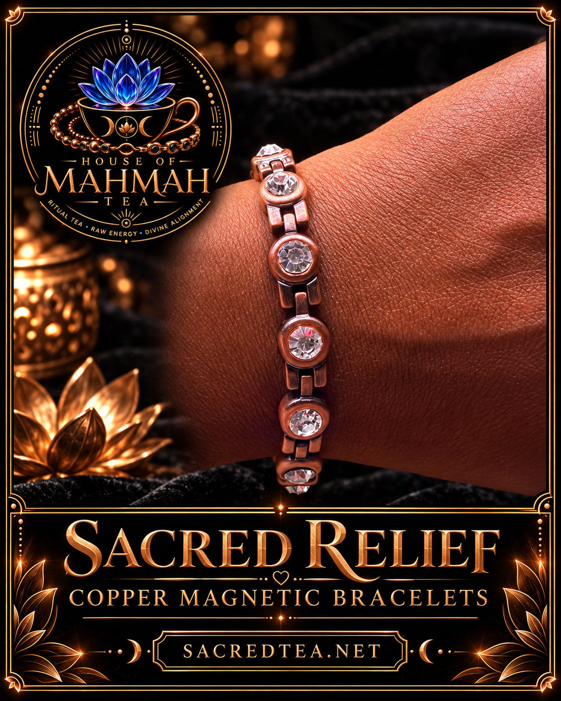 Sacred Relief Copper Magnetic Bracelets (In Stock) — House of MahMah Tea signature product card