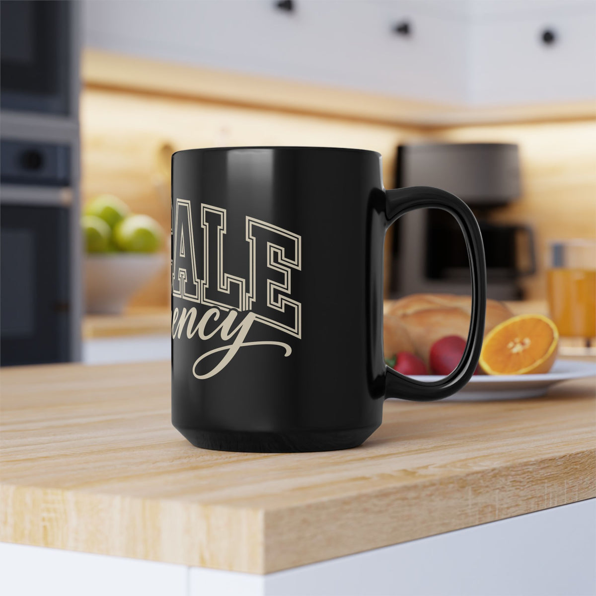 Upscale Frequency Black Coffee Mug – High Vibrational Ceramic Mug
