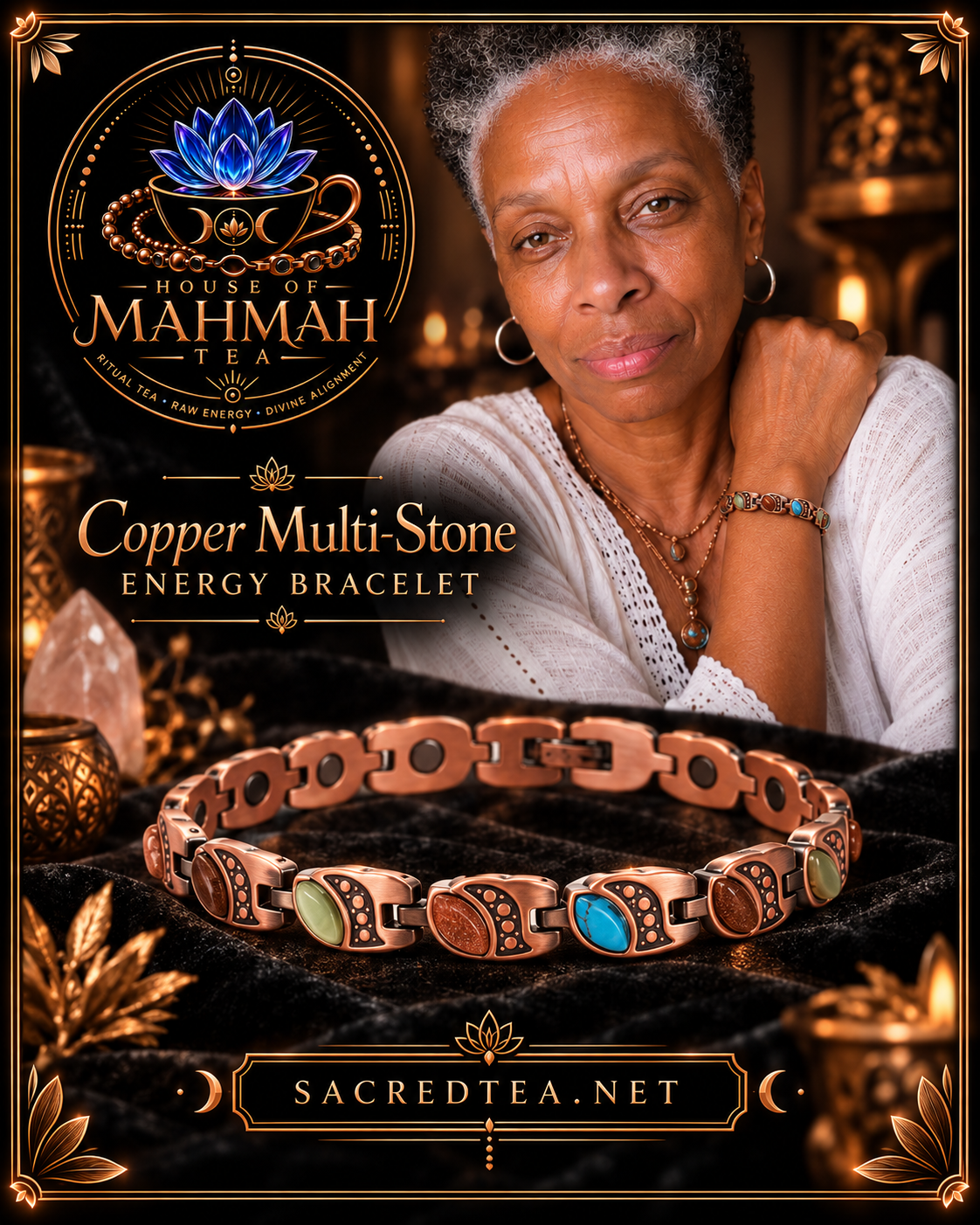 Copper Multi-stone Energy Bracelet — House of MahMah Tea signature product card