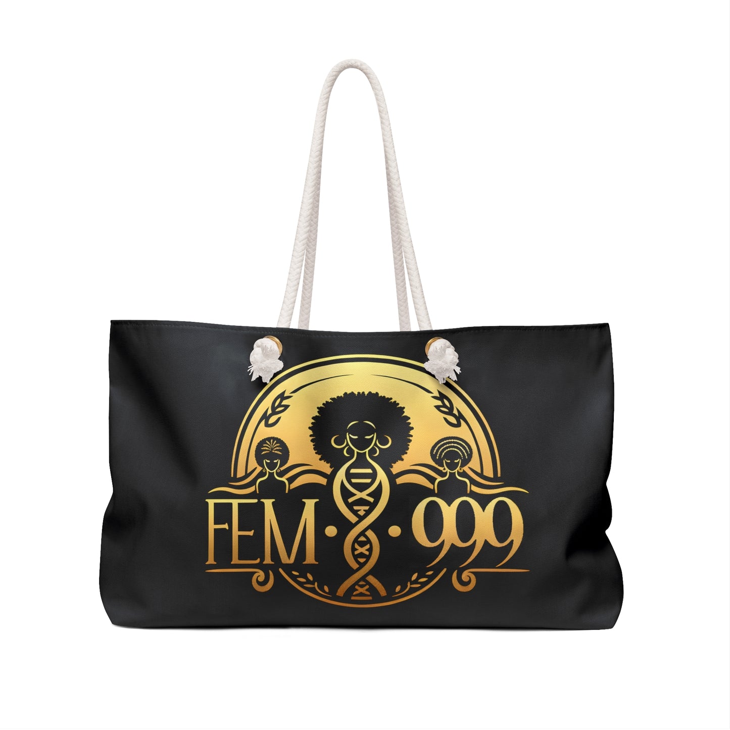 Femi-999 SEAL LOGO Oversized Black/Gold Tote Bag