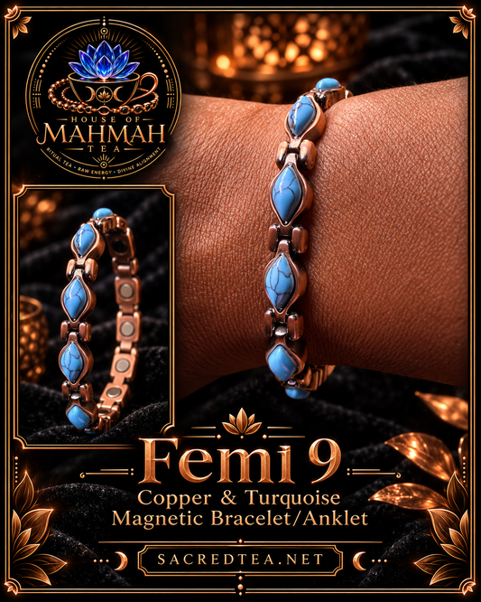 Femi 9 Copper & Turquoise Magnetic Bracelet/Anklet — House of MahMah Tea signature product card