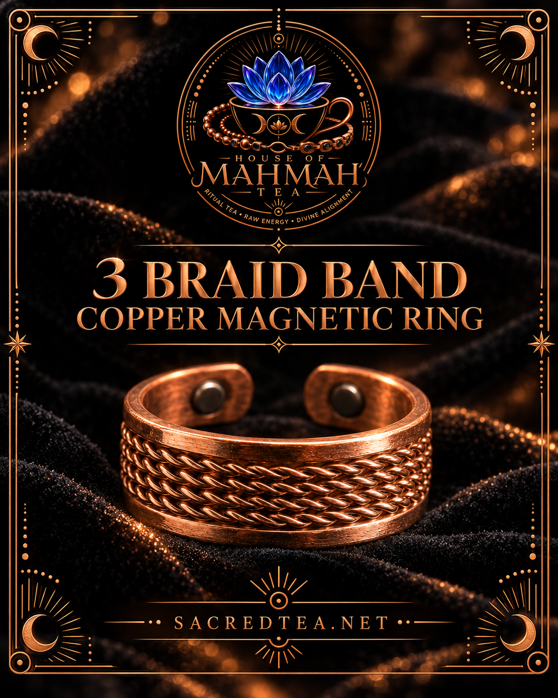 3 Braid Band Copper Magnetic Ring — House of MahMah Tea signature product card