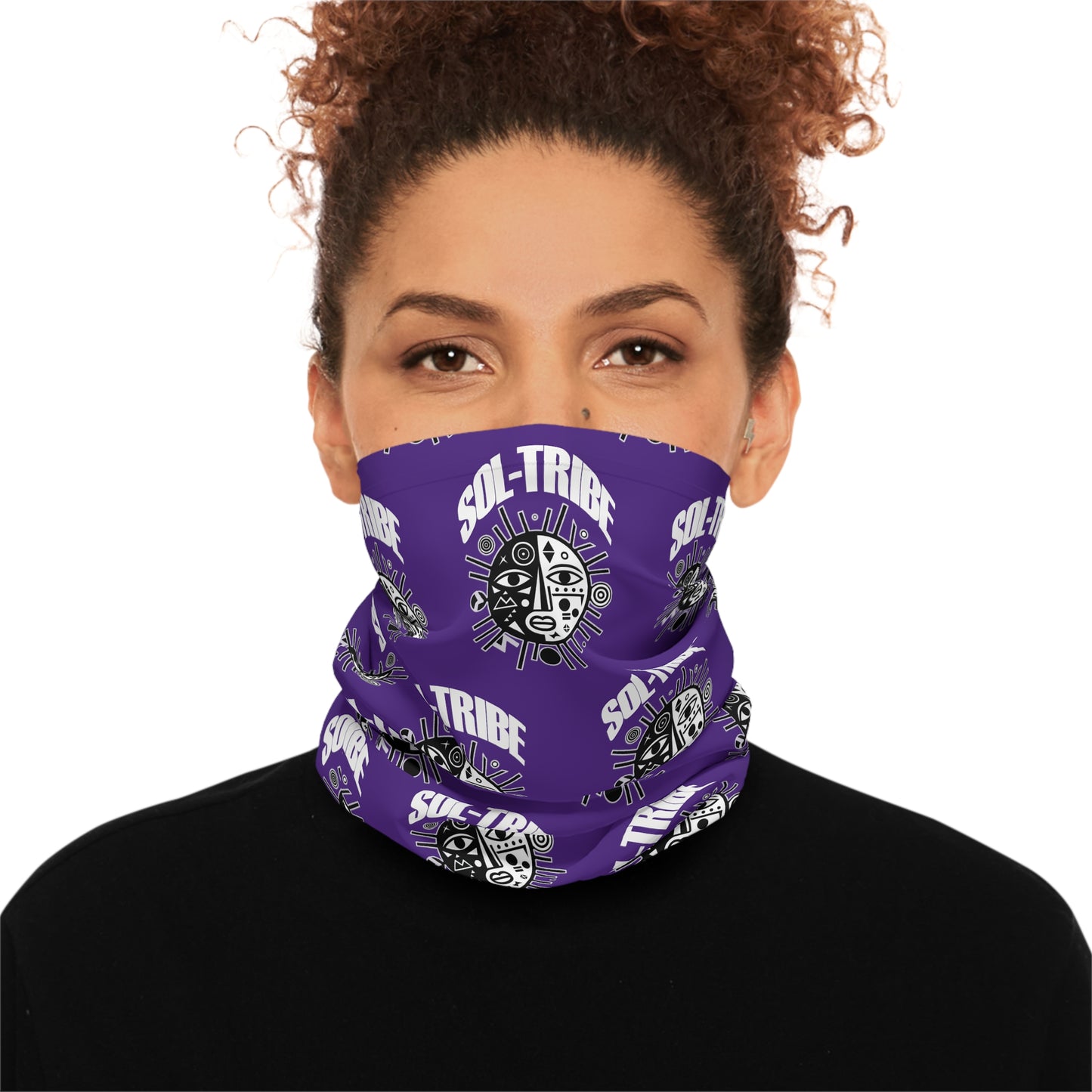 SOL-TRIBE Lightweight Neck Gaiter/ Head Band/ Wrap (purple/white)