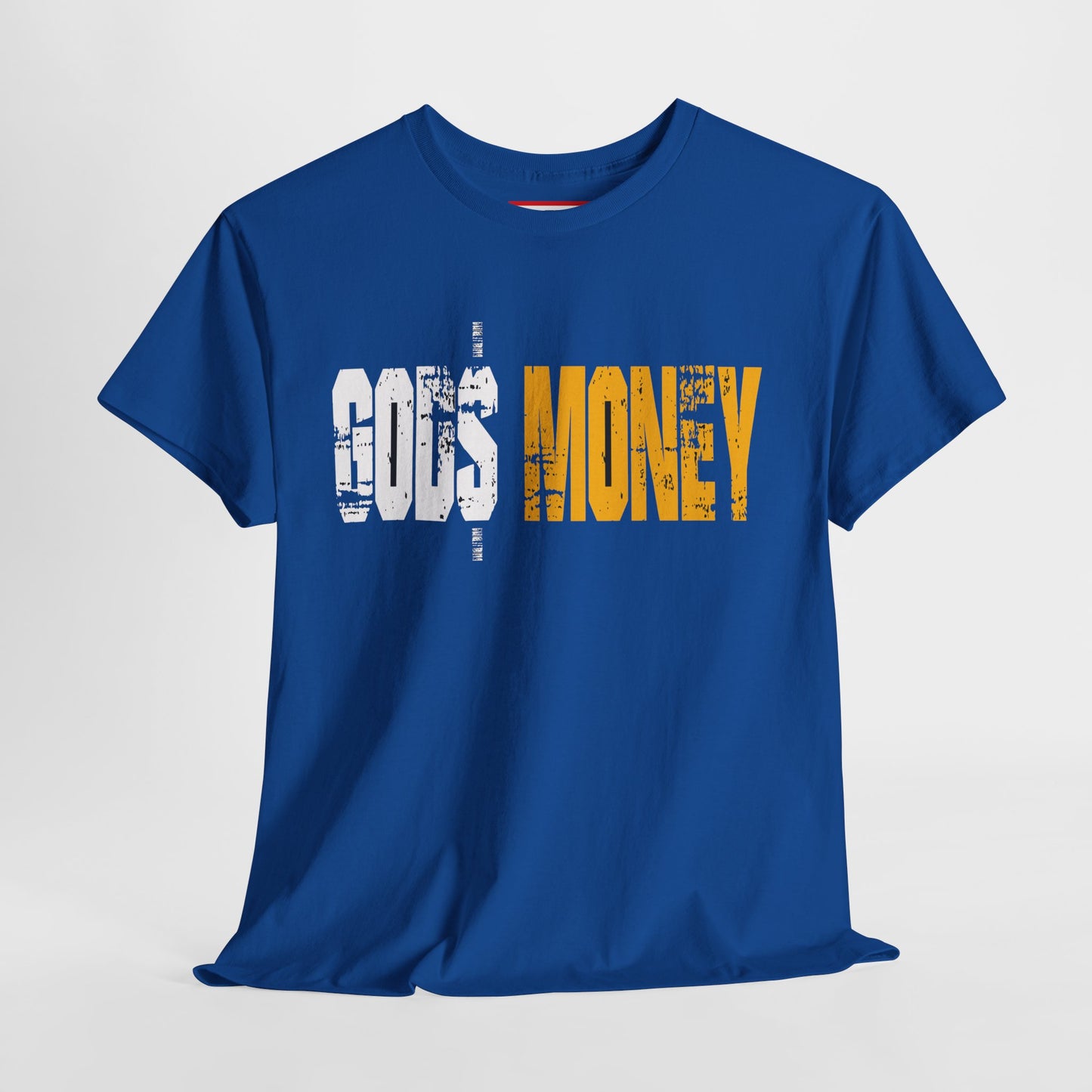 Money Graphic Tee — Distressed "MONEY" Text White T-Shirt