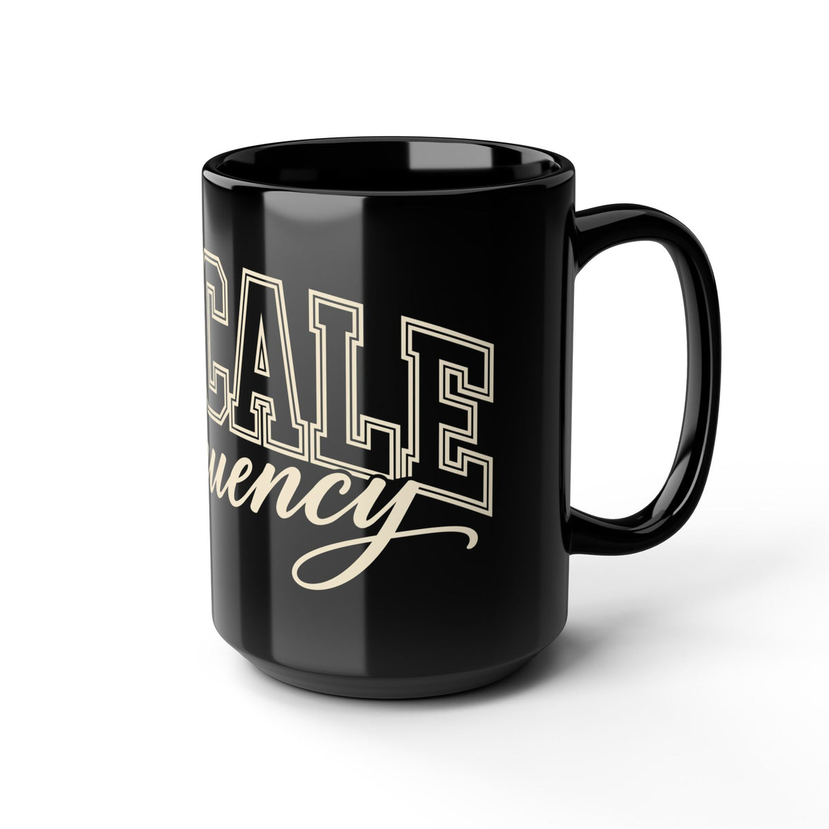 Upscale Frequency Black Coffee Mug – High Vibrational Ceramic Mug