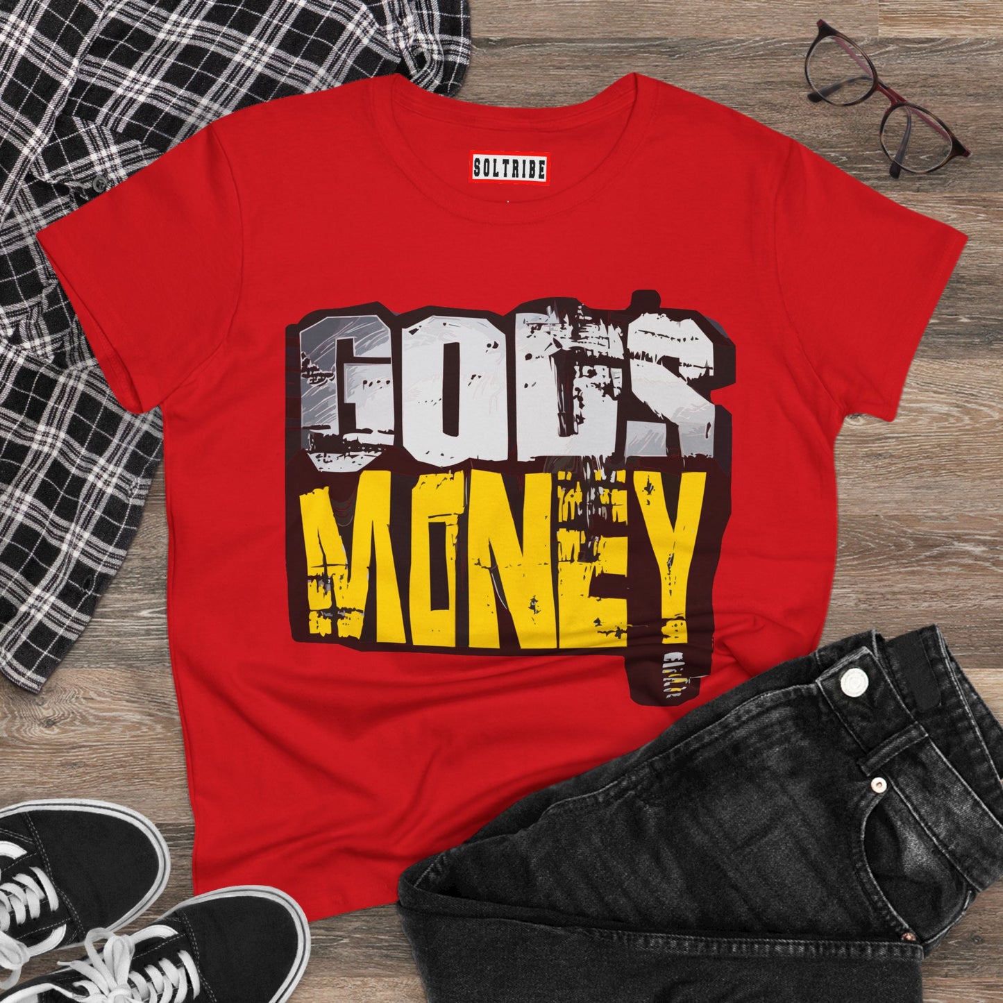 GODS MONEY Women's Tee — Silver & Gold Ancestral Wealth Spiritual Shirt