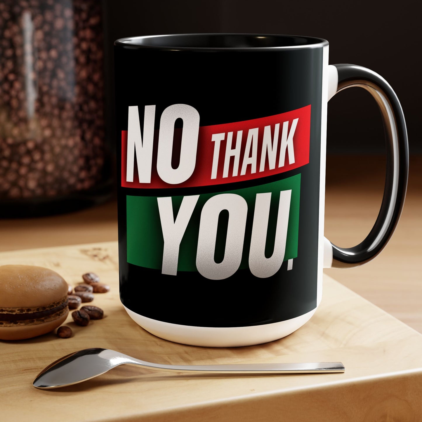 NO THANK YOU Two-Tone Coffee Mugs, 15oz