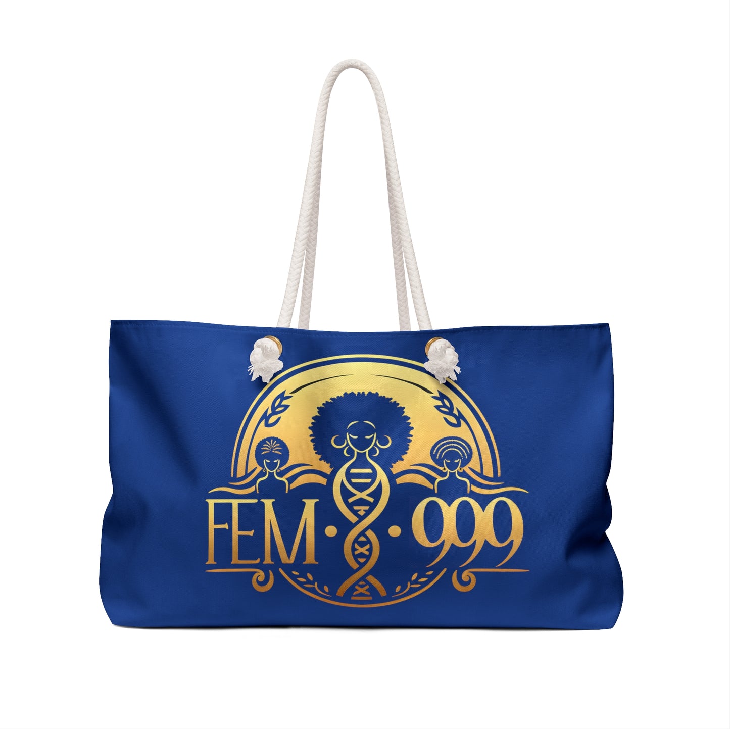 Femi-999 SEAL LOGO Oversized Blue Tote Bag