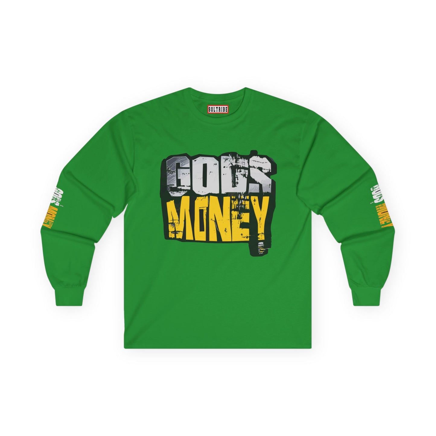 Gods Money High Vibration Long Sleeve Tee — Silver & Gold Inheritance Design