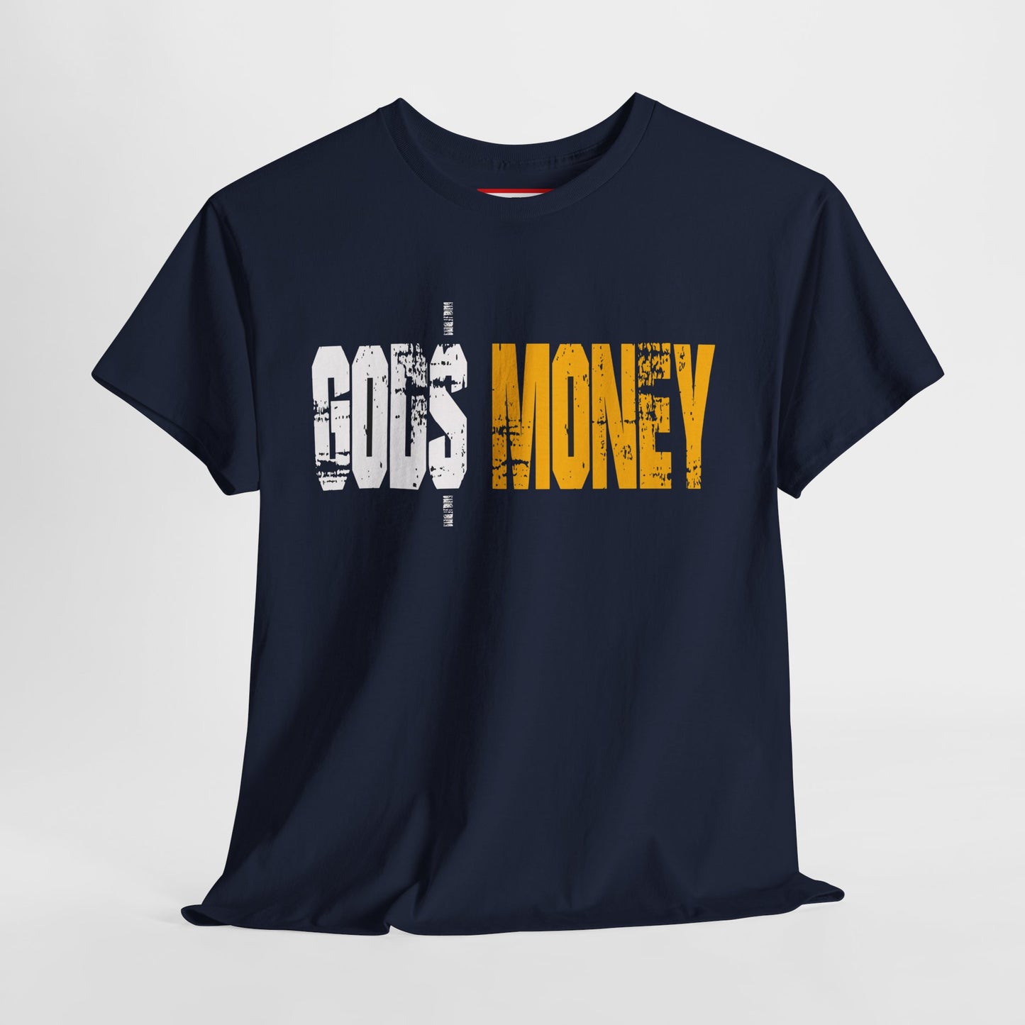 Money Graphic Tee — Distressed "MONEY" Text White T-Shirt