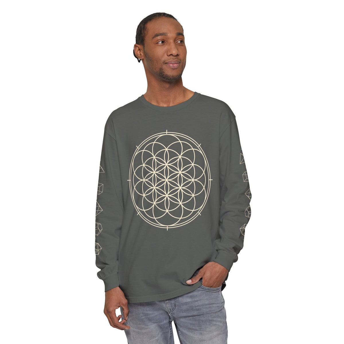 Unisex Sacred Geometry Flower of Life Long Sleeve T-Shirt