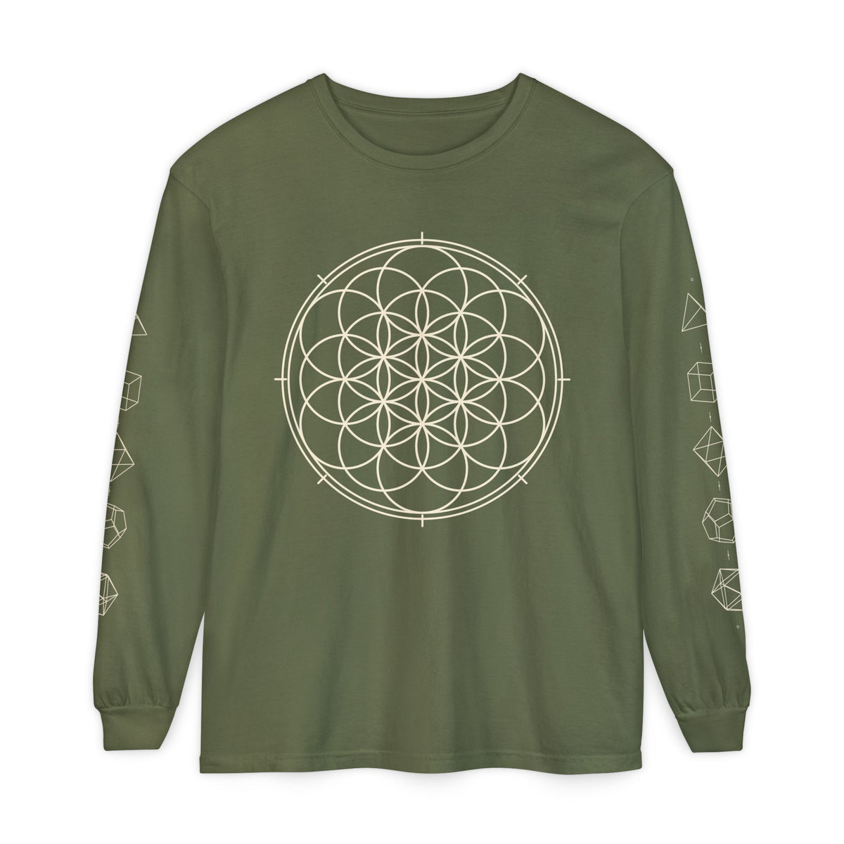 Unisex Sacred Geometry Flower of Life Long Sleeve T-Shirt