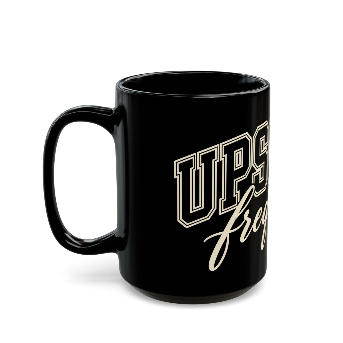 Upscale Frequency Black Coffee Mug – High Vibrational Ceramic Mug