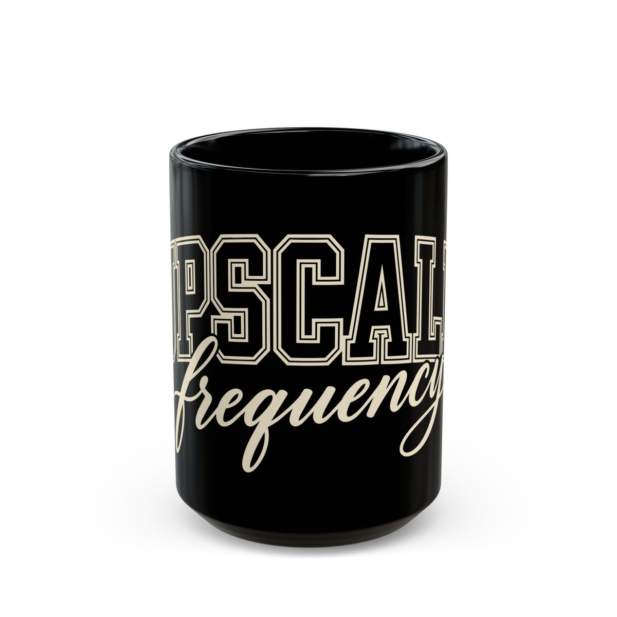 Upscale Frequency Black Coffee Mug – High Vibrational Ceramic Mug