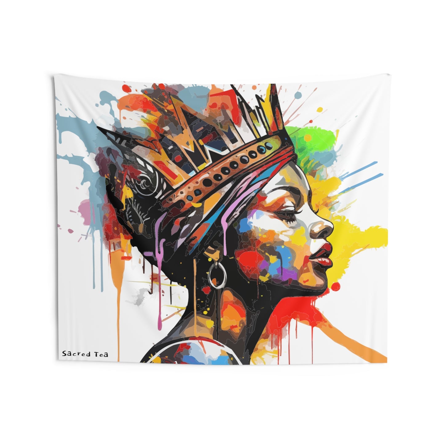 Crown Woman Indoor Wall Tapestries (white background)