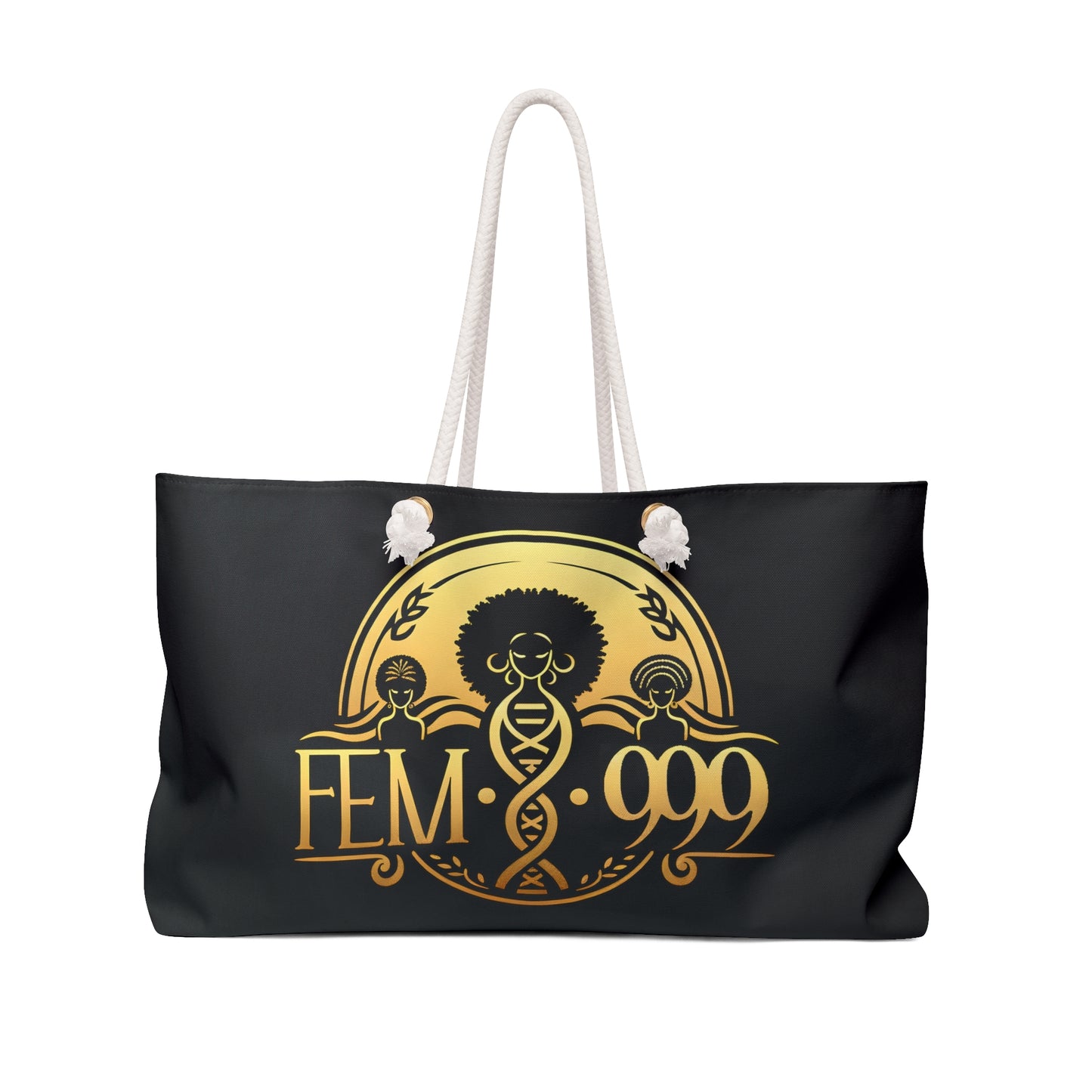 Femi-999 SEAL LOGO Oversized Black/Gold Tote Bag