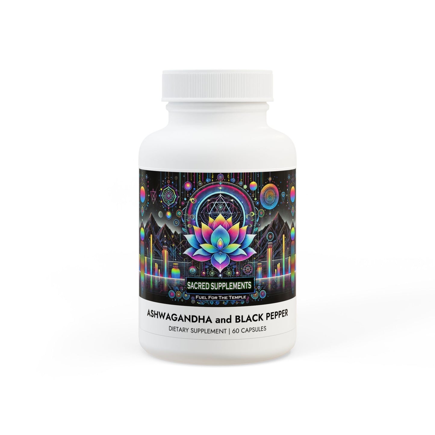 Sacred Ashwagandha and Black Pepper Supplement (60 capsules) Free Shipping!