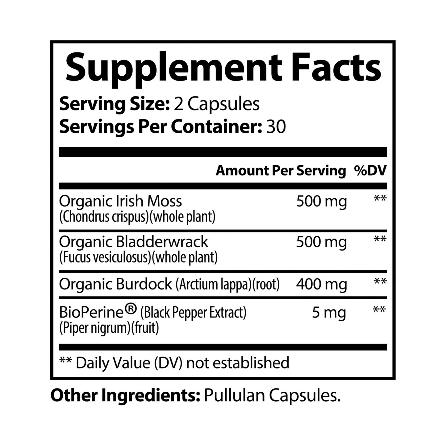 Sacred Sea Moss Supplement (60 Capsules) Free Shipping!