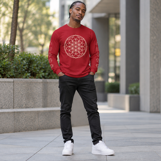 Unisex Sacred Geometry Flower of Life Long Sleeve T-Shirt