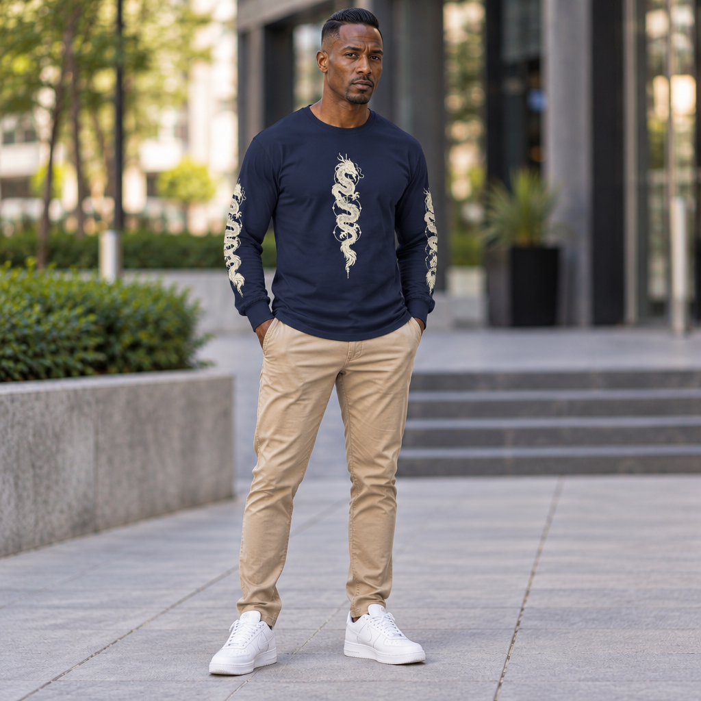 Unisex Dragon Skeleton Long Sleeve Tee