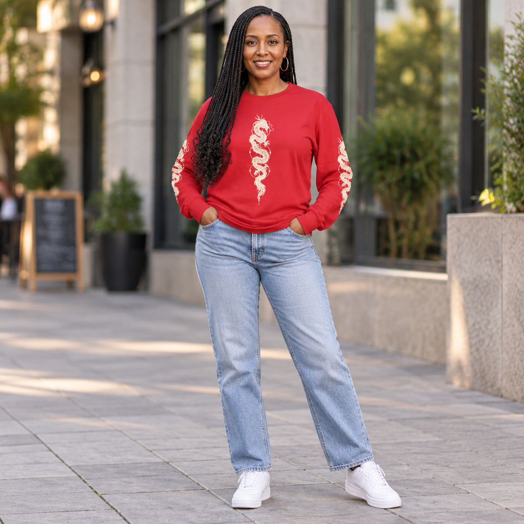 Unisex Dragon Skeleton Long Sleeve Tee