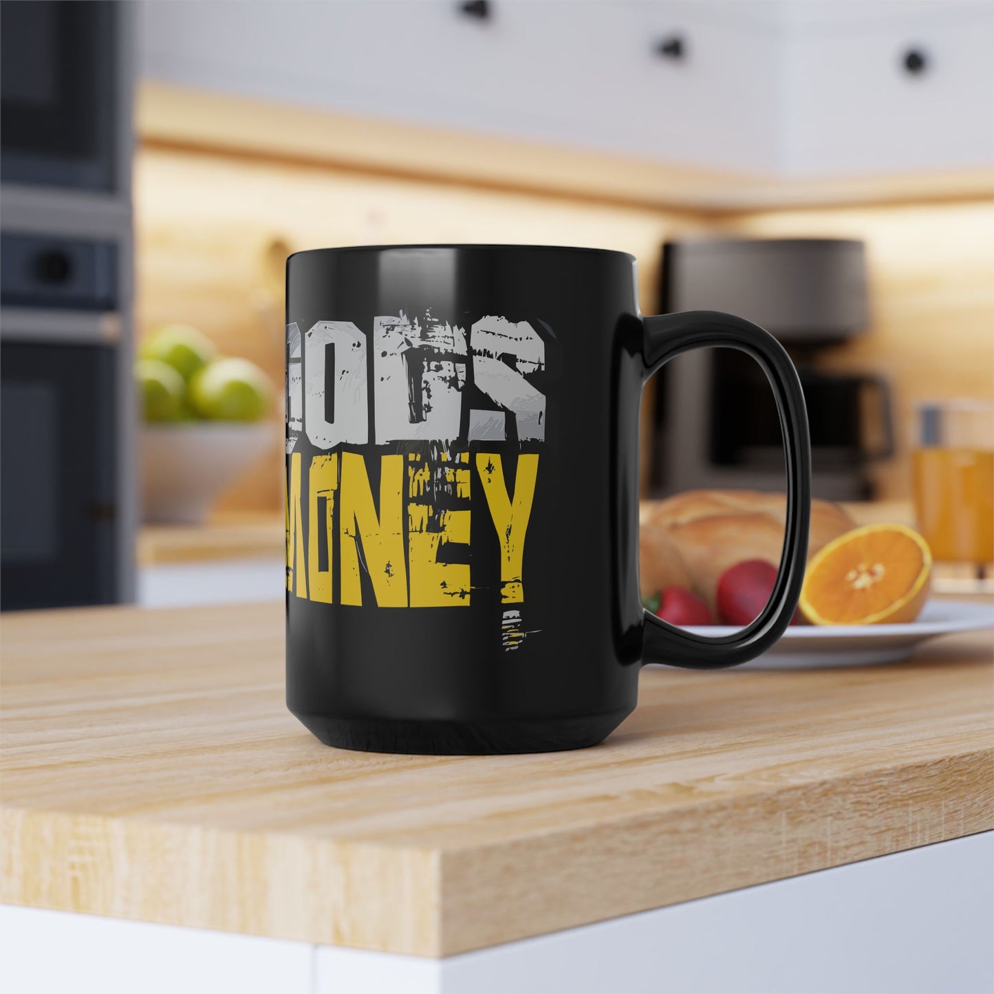 GODS MONEY Black Mug (15oz)
