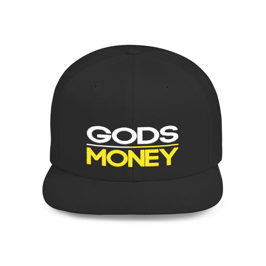 Gods Money Snapback Hat — Bold Two-Tone Embroidered Flat Bill Cap