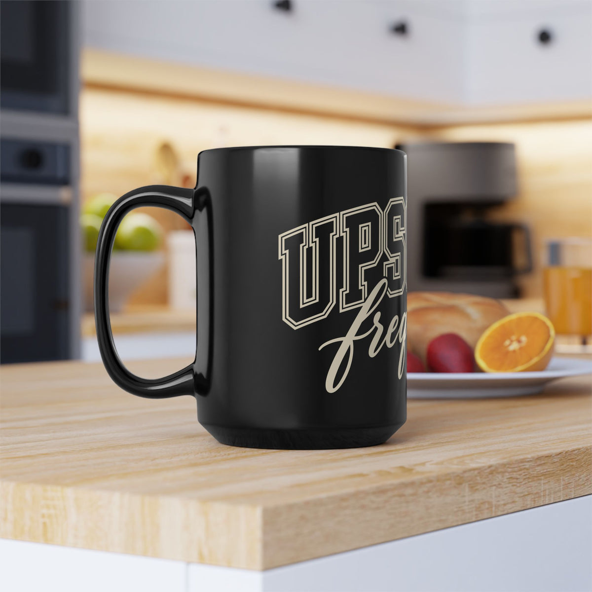 Upscale Frequency Black Coffee Mug – High Vibrational Ceramic Mug
