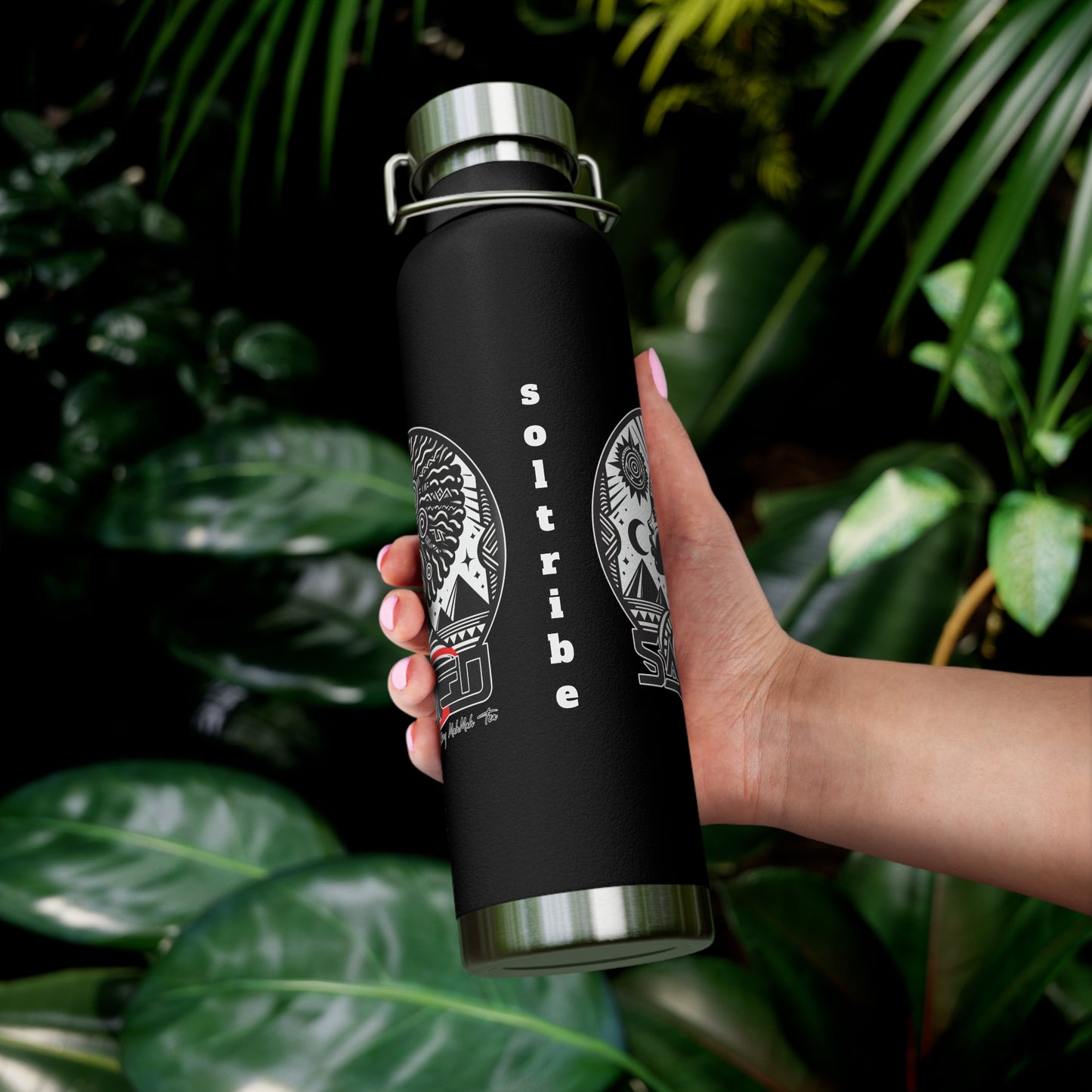 Sacred Tea  Black Copper Vacuum Insulated Bottle, 22oz