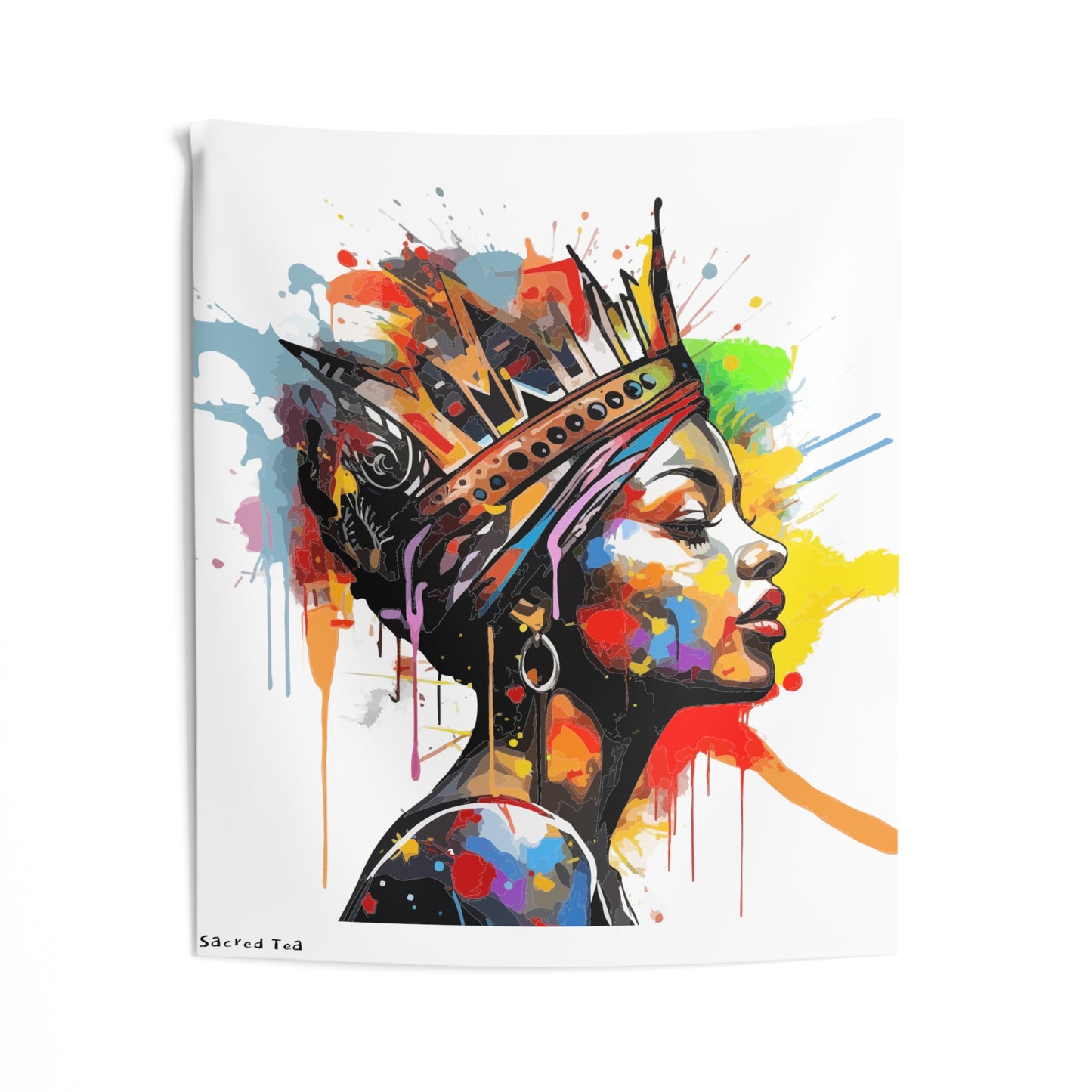 Crown Woman Indoor Wall Tapestries (white background)