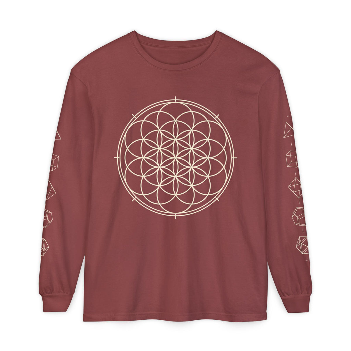 Unisex Sacred Geometry Flower of Life Long Sleeve T-Shirt