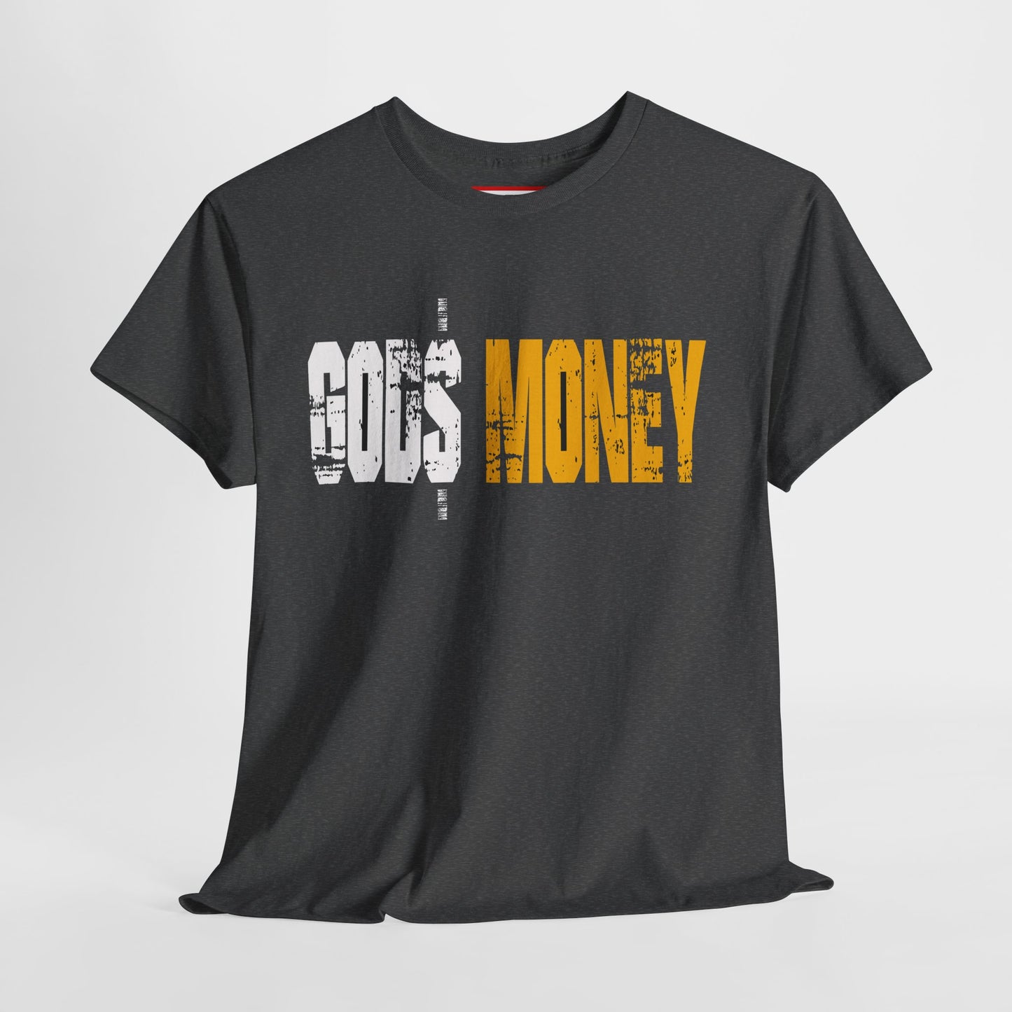 Money Graphic Tee — Distressed "MONEY" Text White T-Shirt