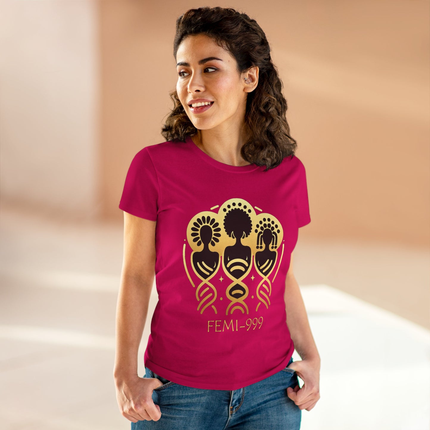 FEMI-9 Women's Graphic Tee - Empowering Design for Everyday Wear