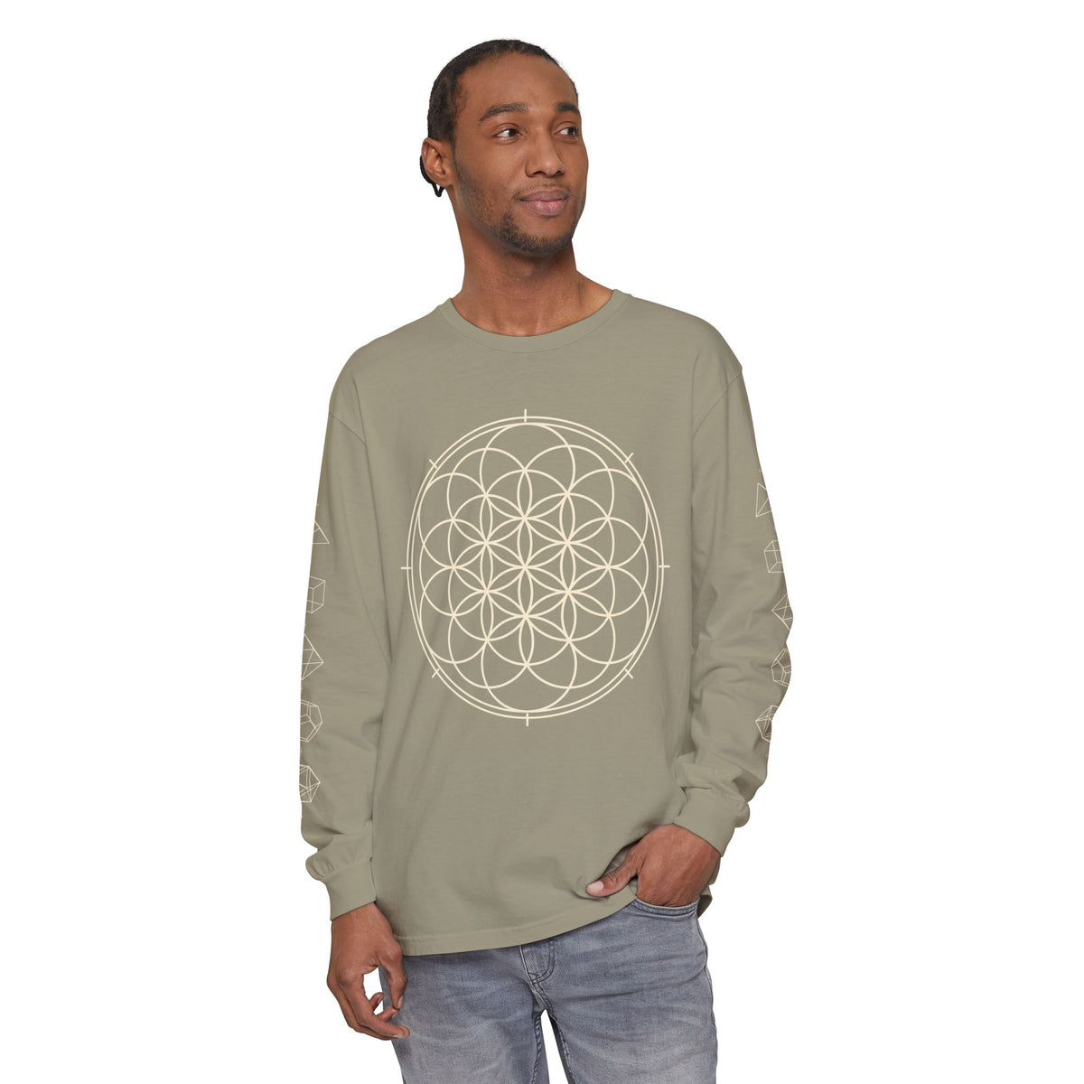 Unisex Sacred Geometry Flower of Life Long Sleeve T-Shirt