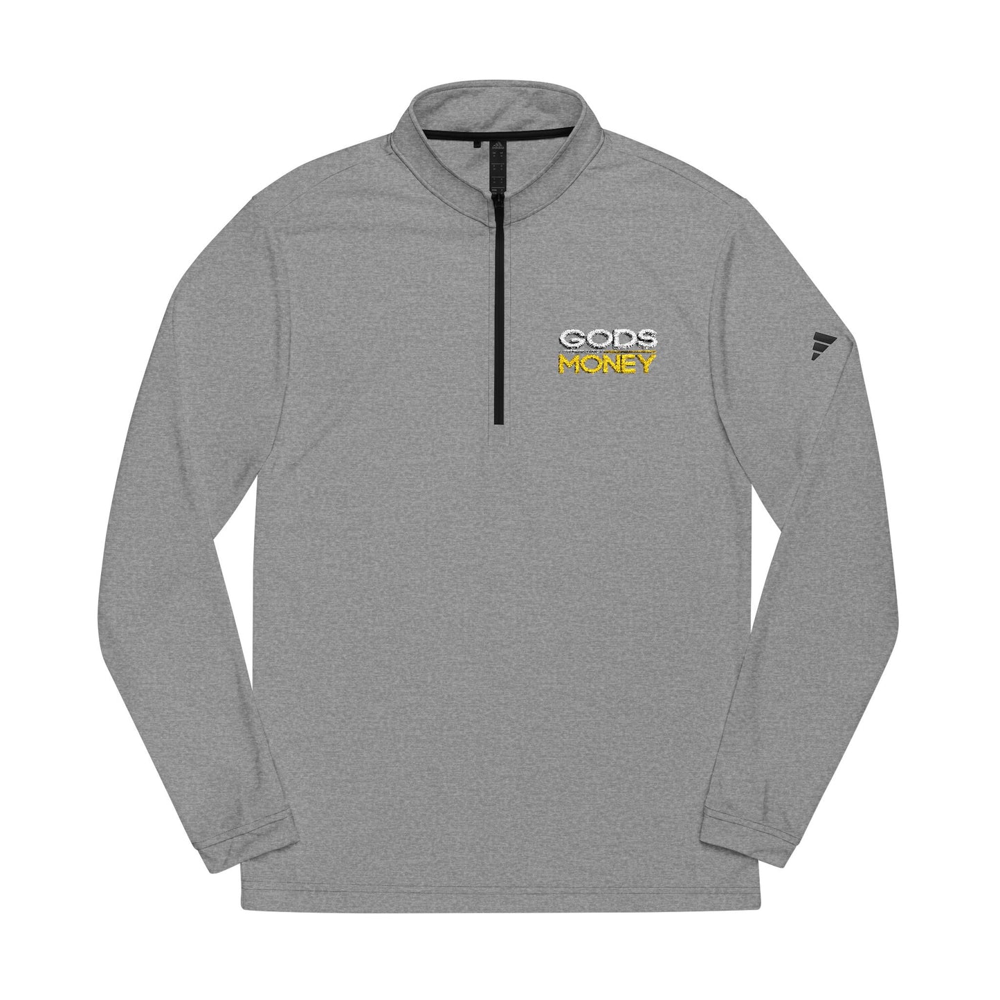 Gods Money Embroidered Quarter‑Zip Athletic Adidas® Pullover