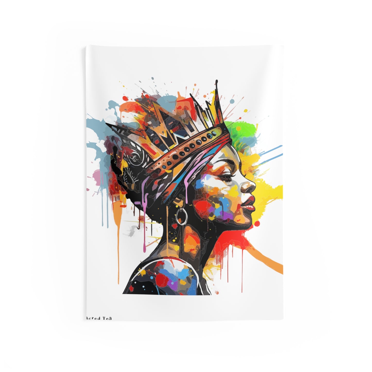 Crown Woman Indoor Wall Tapestries (white background)