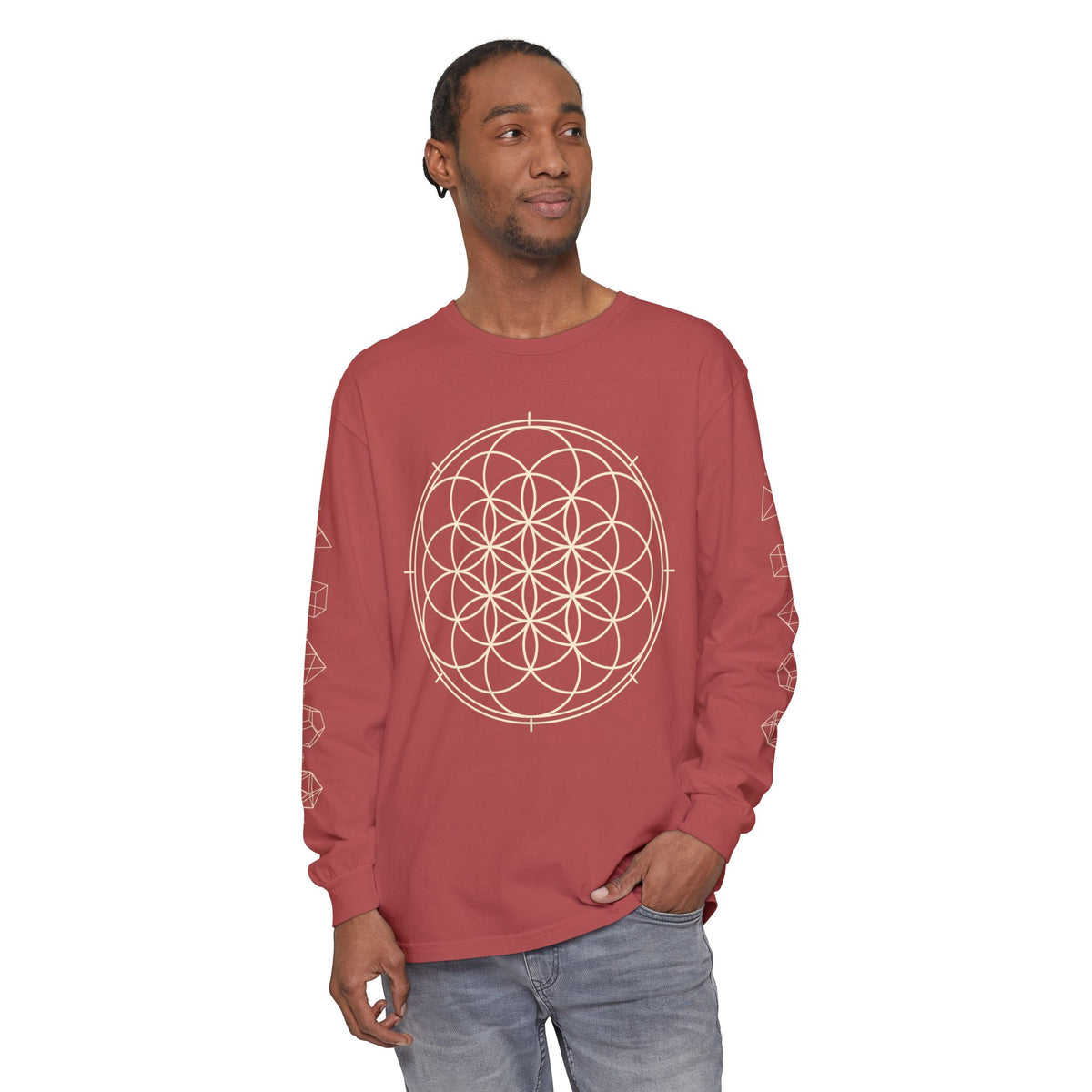 Unisex Sacred Geometry Flower of Life Long Sleeve T-Shirt
