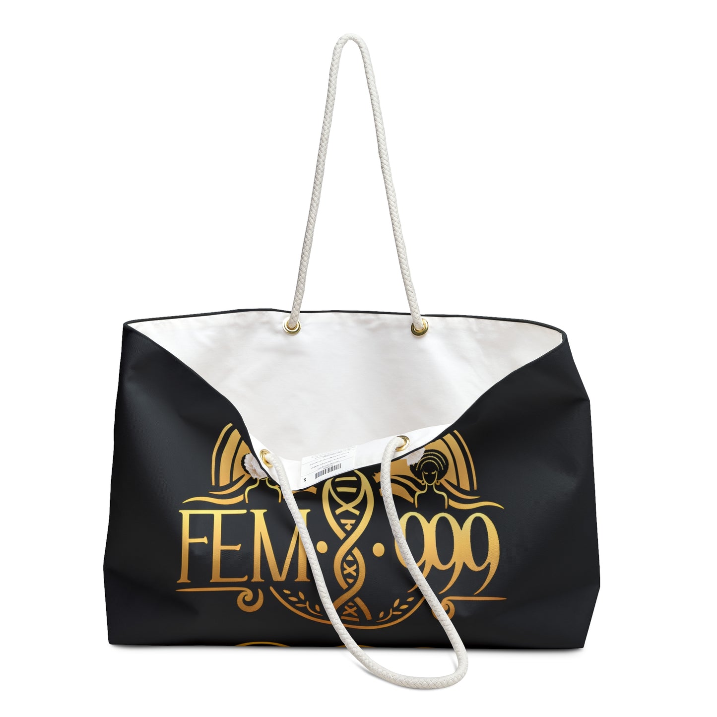 Femi-999 SEAL LOGO Oversized Black/Gold Tote Bag