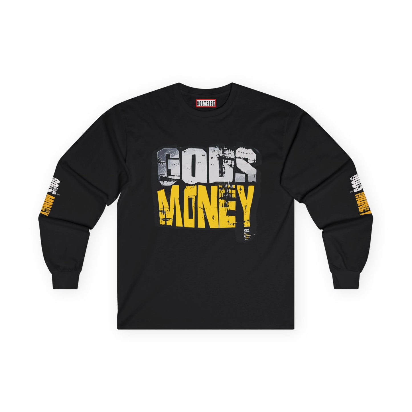 Gods Money High Vibration Long Sleeve Tee — Silver & Gold Inheritance Design