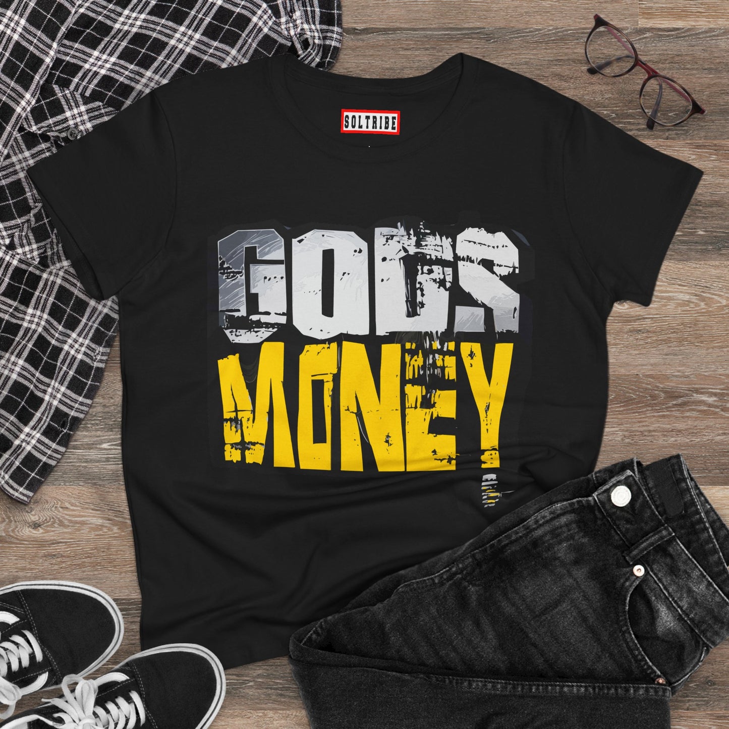 GODS MONEY Women's Tee — Silver & Gold Ancestral Wealth Spiritual Shirt