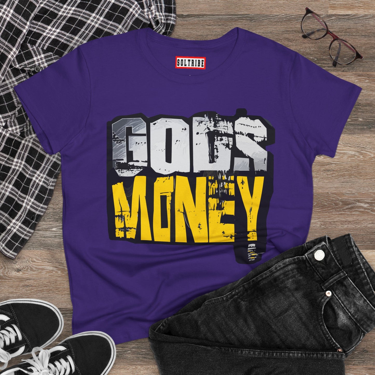 GODS MONEY Women's Tee — Silver & Gold Ancestral Wealth Spiritual Shirt